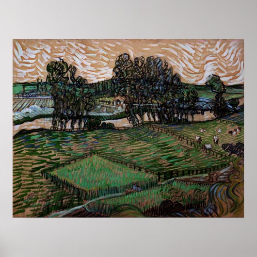 Landschap met brug over de Oise (van Gogh) Poster (Voorkant)
