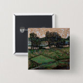 Landschap met brug over de Oise (van Gogh) Vierkante Button 5,1 Cm (Voorkant /achterkant)