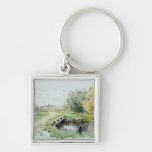 Landschap met brug over een stroom sleutelhanger