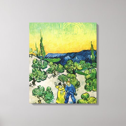 Landschap met Couple Waling door Vincent van Gogh Canvas Afdruk (Voorkant)