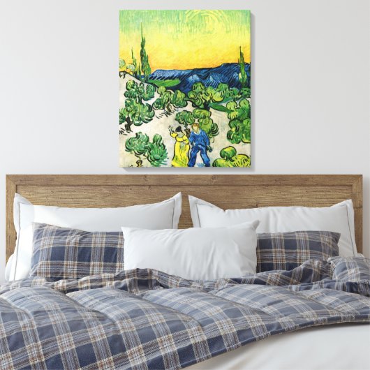 Landschap met Couple Waling door Vincent van Gogh Canvas Afdruk (Insitu (Slaapkamer))