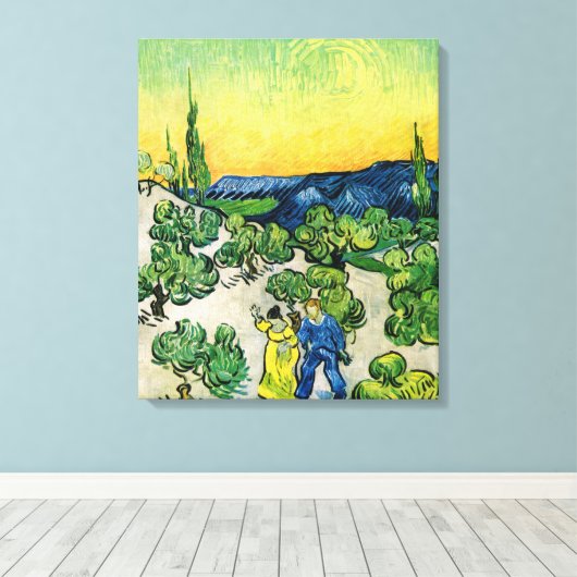 Landschap met Couple Waling door Vincent van Gogh Canvas Afdruk (Insitu (Houten vloer))