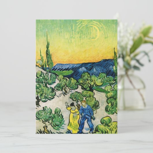 Landschap met Couple Waling door Vincent van Gogh Kaart (Staand voorkant)