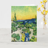 Landschap met Couple Waling door Vincent van Gogh Kaart (Gele Bloem)