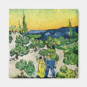 Landschap met Couple Waling door Vincent van Gogh Magneet