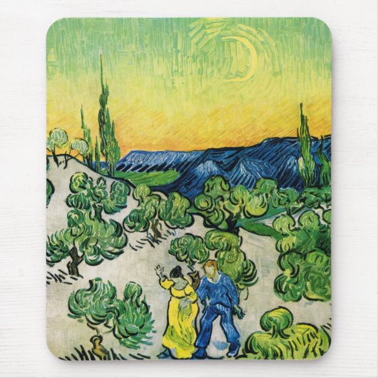 Landschap met Couple Waling door Vincent van Gogh Muismat (Voorkant)
