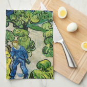 Landschap met Couple Waling door Vincent van Gogh Theedoek (Quarter Fold)