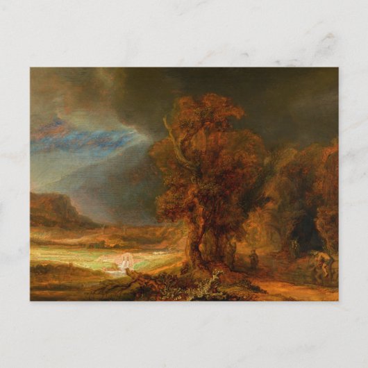 Landschap met de Goede Samaritaan door Rembrandt Briefkaart (Voorkant)