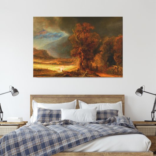 Landschap met de Goede Samaritaan door Rembrandt Canvas Afdruk (Insitu (Slaapkamer))