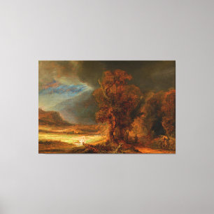 Landschap met de Goede Samaritaan door Rembrandt Canvas Afdruk