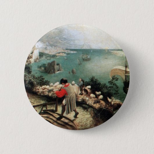 Landschap met de Herfst van Icarus - 1558 Ronde Button 5,7 Cm (Voorkant)
