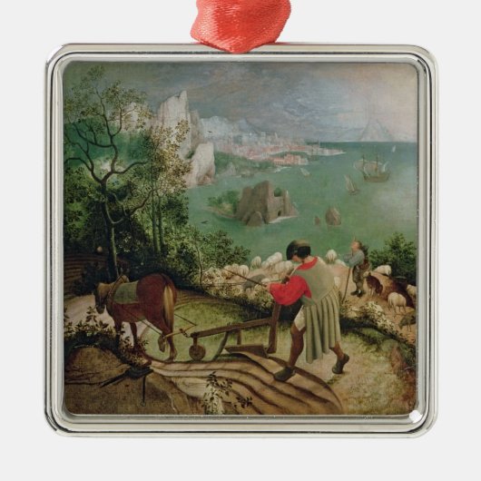 Landschap met de Herfst van Icarus, c.1555 Metalen Ornament (Voorkant)