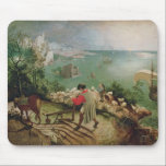 Landschap met de Herfst van Icarus, c.1555 Muismat<br><div class="desc">Collectie afbeelding nummer: XIR3675 Landschap met de Herfst van Icarus, c.1555 (olie op canvas). Bruegel, Pieter de Elder (c.1525-69) olie op doek. Musees Royaux des Beaux-Arts de Belgique, Brussel, België Giraudon. 16</div>