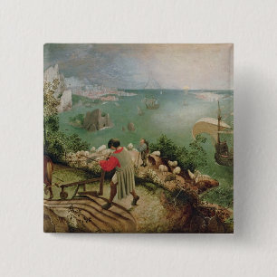 Landschap met de Herfst van Icarus, c.1555 Vierkante Button 5,1 Cm