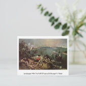 Landschap met de Herfst van Icarus door Bruegel A. Briefkaart (Staand voorkant)