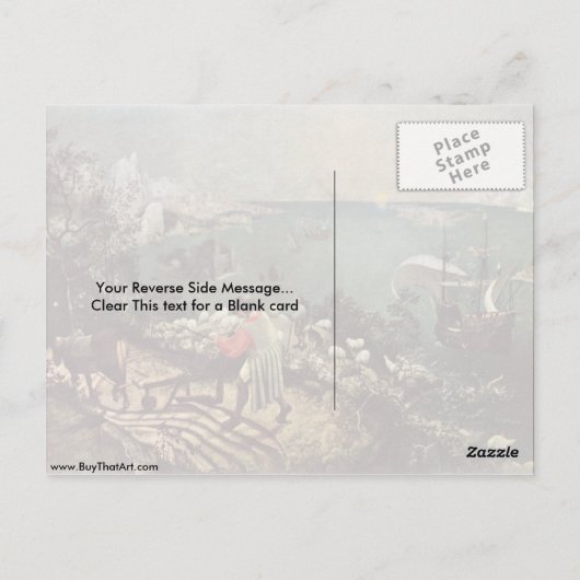 Landschap met de Herfst van Icarus door Bruegel A. Briefkaart (Achterkant)