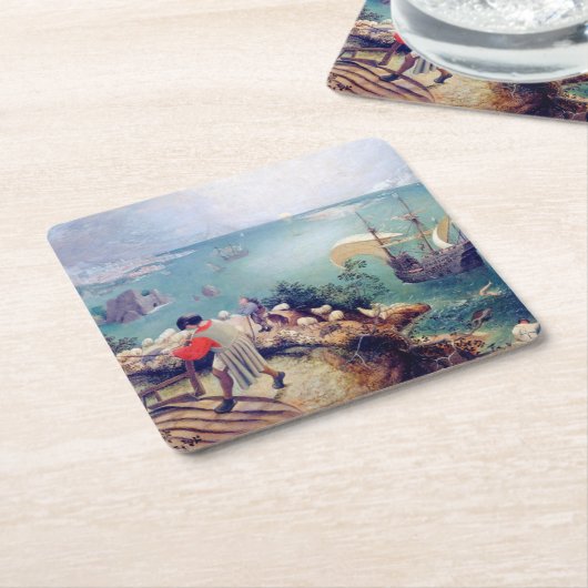 Landschap met de Herfst van Icarus, Pieter Bruegel Kartonnen Onderzetters (Schuin)