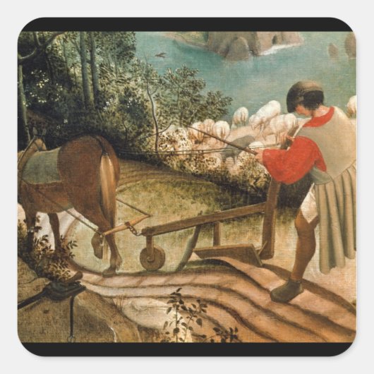 Landschap met de Herfst van Icarus Vierkante Sticker (Voorkant)