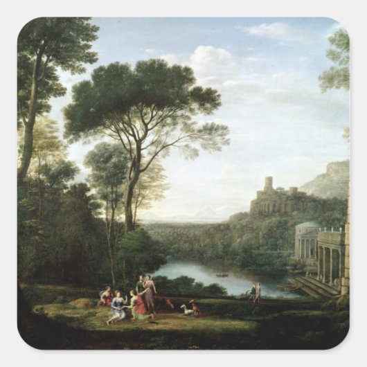 Landschap met de Nymph Egeria Vierkante Sticker (Voorkant)
