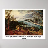 Landschap met de parabel van de zool door Bruegel Poster (Voorkant)