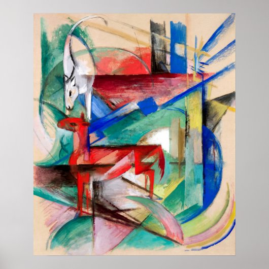 Landschap met Dieren van Franz Marc Poster (Voorkant)