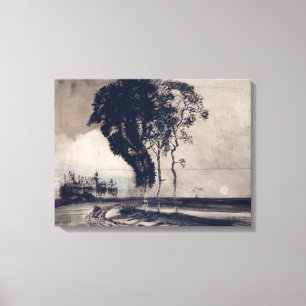 Landschap met drie bomen, 1850 canvas afdruk