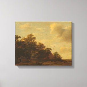 Landschap met een Boerderij, Jan Vermeer van Haarl Canvas Afdruk