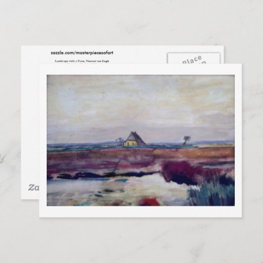Landschap met een Boerderij, Van Gogh Fine Art Briefkaart (Voorkant / Achterkant)