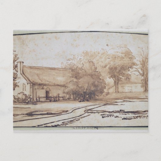 Landschap met een boerenhuis, 1640 briefkaart (Voorkant)