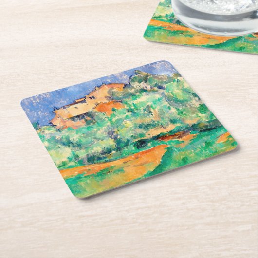 Landschap met een huis, Cezanne Kartonnen Onderzetters (Schuin)