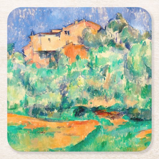 Landschap met een huis, Cezanne Kartonnen Onderzetters (Voorkant)