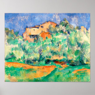 Landschap met een huis, Cezanne Poster