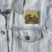 Landschap met een huisje vierkante button 5,1 cm (In situ)