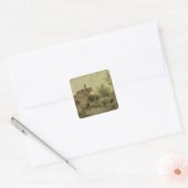 Landschap met een huisje vierkante sticker (Envelop)