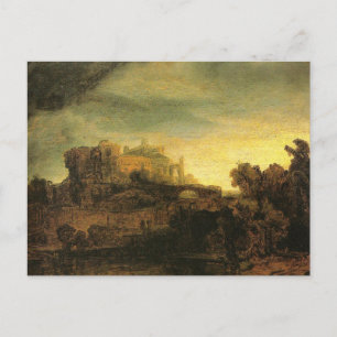 Landschap met een kasteel van Rembrandt Briefkaart