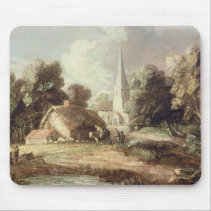 Landschap met een kerk, Cottage, Villagers en An Muismat