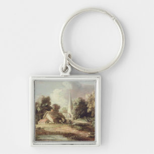 Landschap met een kerk, Cottage, Villagers en An Sleutelhanger