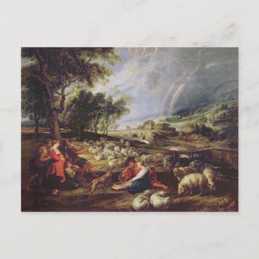 Landschap met een regenboog briefkaart (Voorkant)