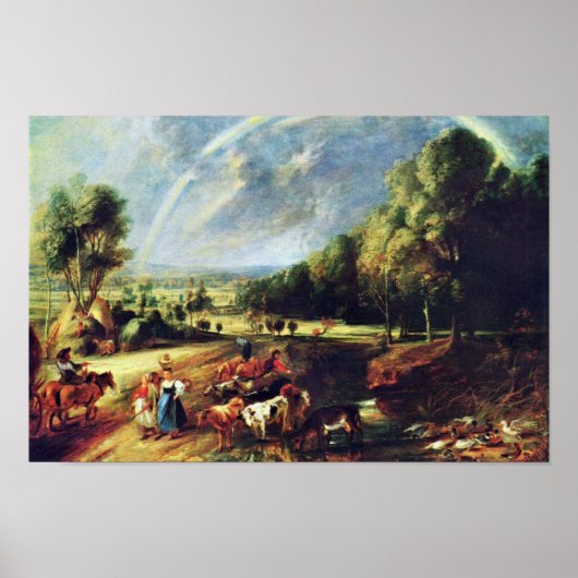 Landschap met een regenboog door Rubens Peter Paul Poster (Voorkant)
