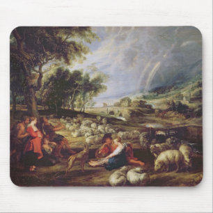 Landschap met een regenboog muismat