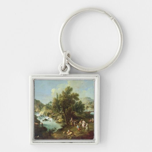 Landschap met een rivier- en dansende peasantia (o sleutelhanger (Voorkant)