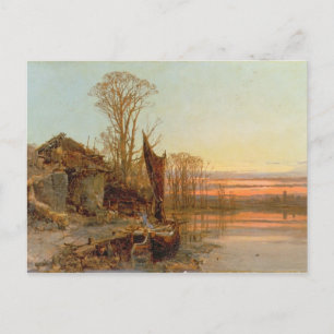Landschap met een ruïneerde Cottage op Sunset, 189 Briefkaart