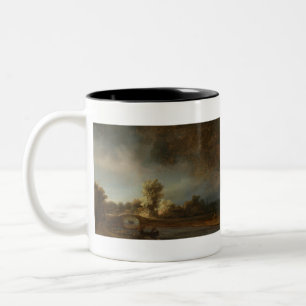 Landschap met een stenen brug - Rembrandt - c1638. Tweekleurige Koffiemok