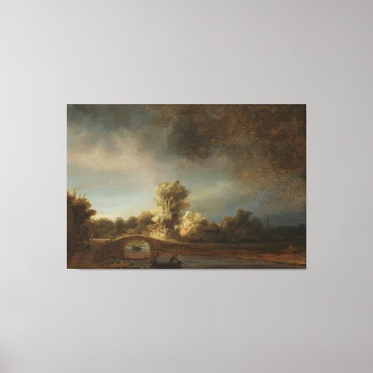 Landschap met een Stone Bridge, Rembrandt van Rijn Canvas Afdruk (Voorkant)