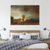 Landschap met een Stone Bridge, Rembrandt van Rijn Canvas Afdruk (Insitu (Slaapkamer))