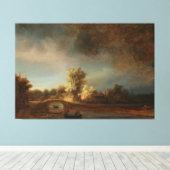 Landschap met een Stone Bridge, Rembrandt van Rijn Canvas Afdruk (Insitu (Houten vloer))
