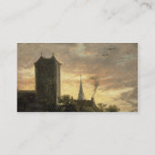 Landschap met een toren (olie op canvas) visitekaartje (Achterkant)