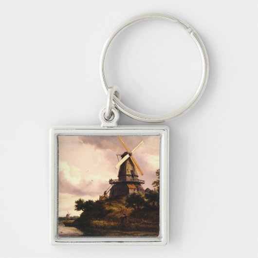 Landschap met een windmolen Kunst Sleutelhanger (Voorkant)