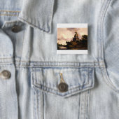 Landschap met een windmolen Kunst Vierkante Button 5,1 Cm (In situ)