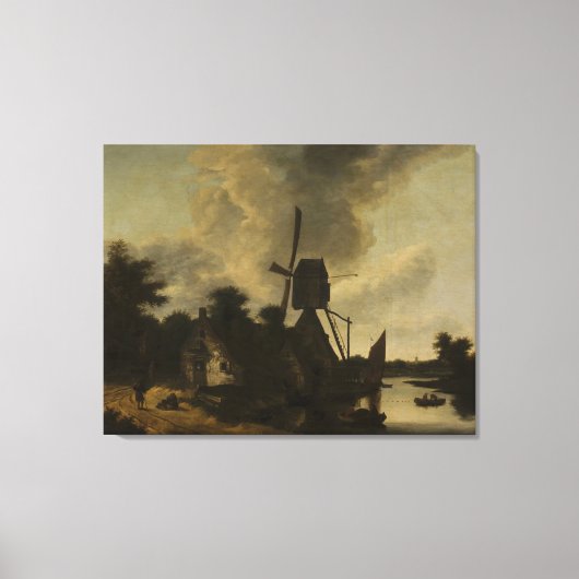 Landschap met een windmolen – Salomon Rombouts Canvas Afdruk (Voorkant)